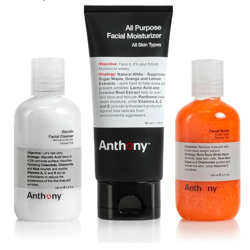 Anthony Set: Glycolic Face Cleanser All Purpose Facial Moisturizer Facial Scrub